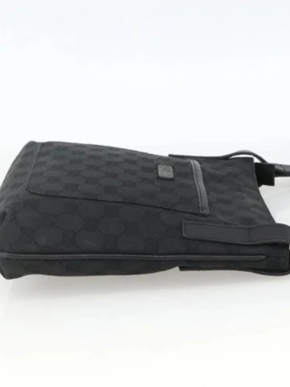 GUCCI GG Canvas Shoulder Bag Black Silver 122793 Auth BAZ206A